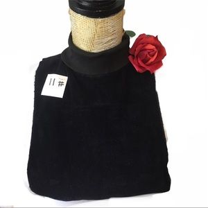 VTG UNISEX TURTLENECK FOLD OVER DICKIE SWEATER BLACK VELOUR FRONT